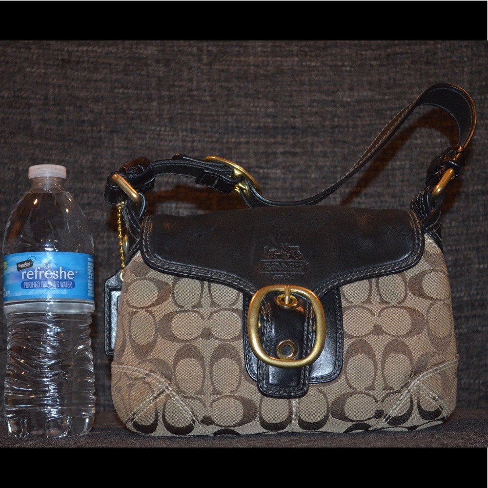 authentic small coach signature shoulder purse
